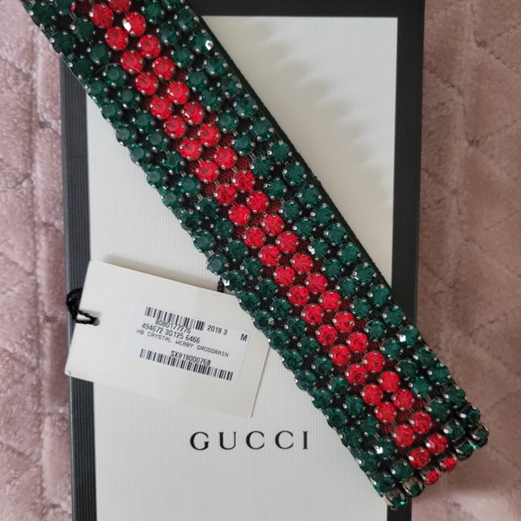 100% Authentic GUCCI Crystal Embellished Web Headband size M - Picture 5 of 6
